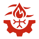 Industrial emblem featuring heat and cold elements